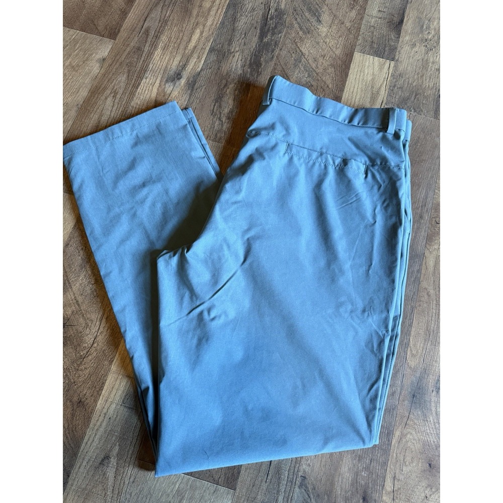 Pudolla Men's Golf Pants 32X36 Blue Stretch Flat Front Work Chino Tech Slack